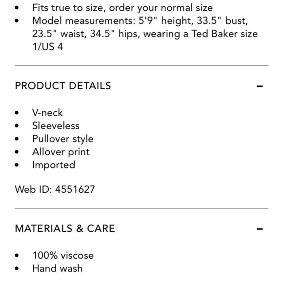 NWT Ted Baker Nethiia V-Neck Cami Top Size 0 / US 2 - Picture 9 of 10